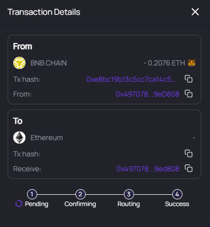 waiting for the transaction to confirm on the source network