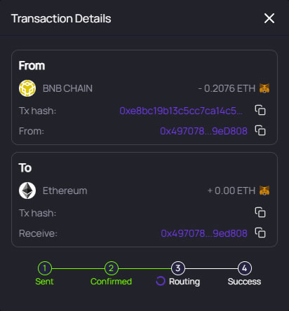 routing asset to you on target chain